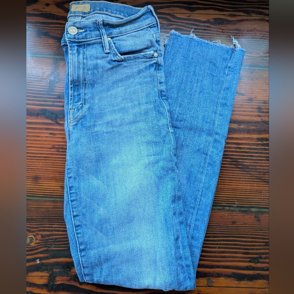 Mother The Looker Fray Ankle Skinny Jeans – Custom Painted Leopard Back Size 26